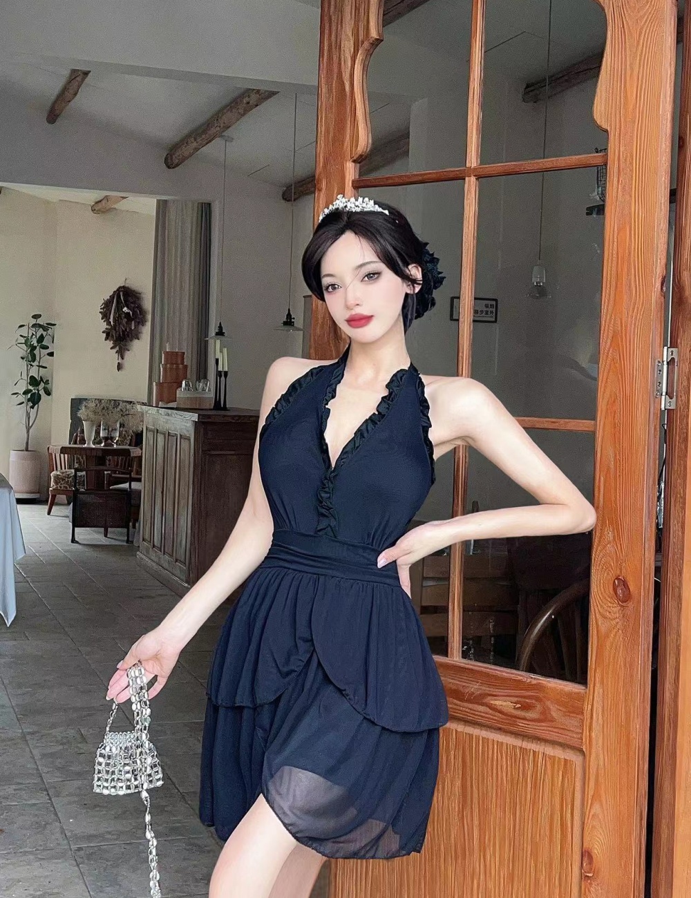 Sling temperament fashion France style Casual dress