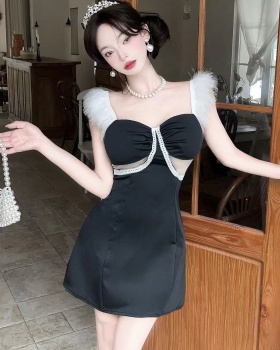 Hollow short package hip bottoming sexy dress