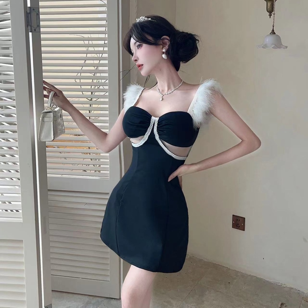 Hollow short package hip bottoming sexy dress