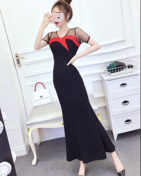 Gauze fashion formal dress summer splice long dress