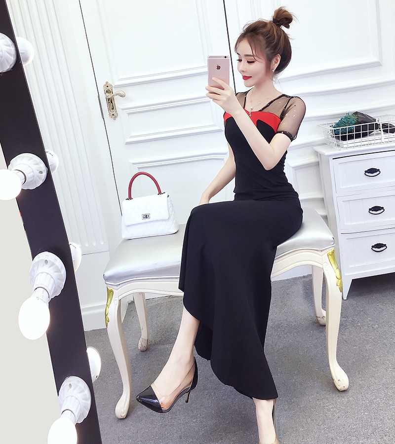 Gauze fashion formal dress summer splice long dress