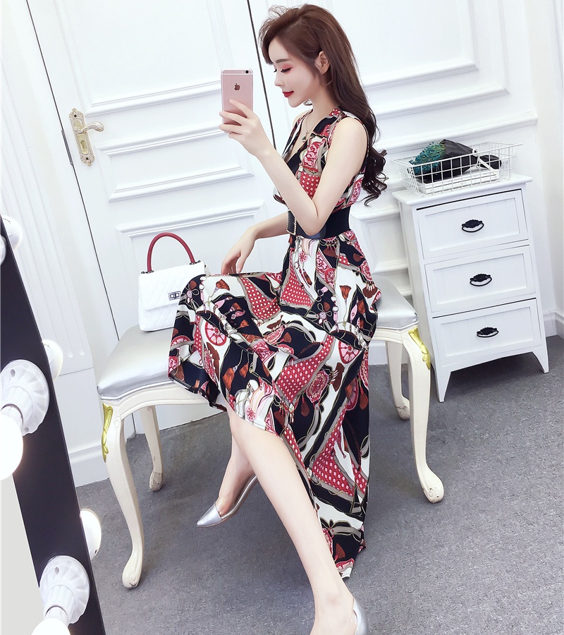 Slim printing long dress temperament fashion dress