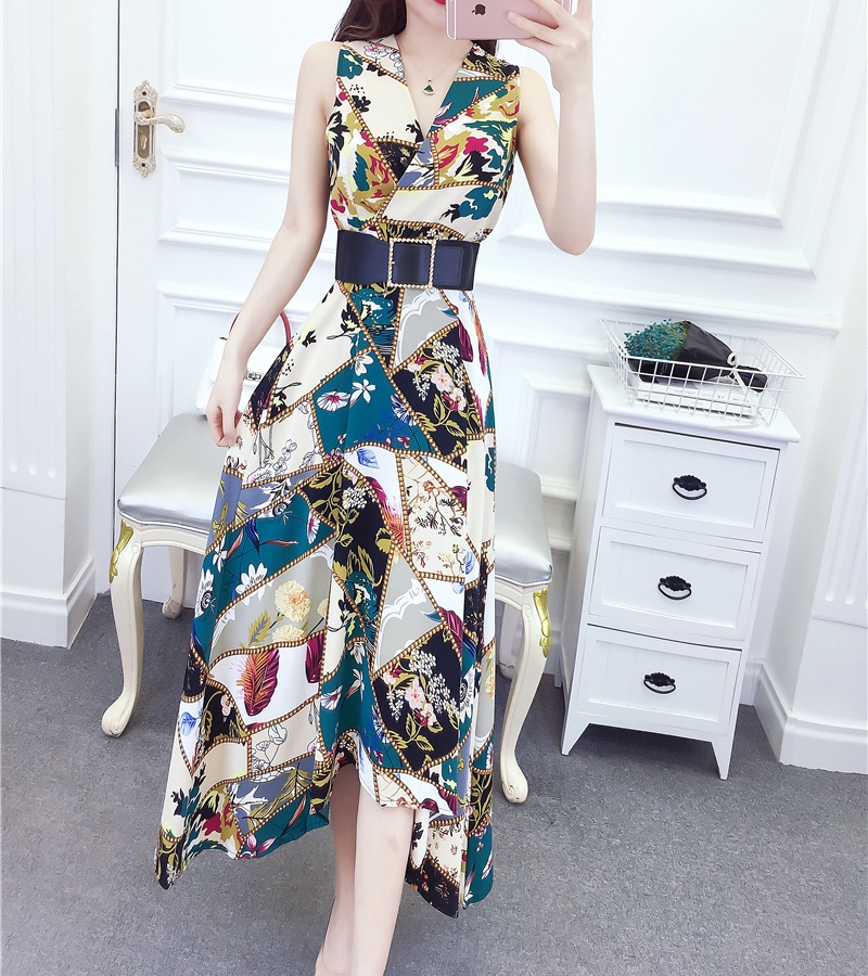 Slim printing long dress temperament fashion dress