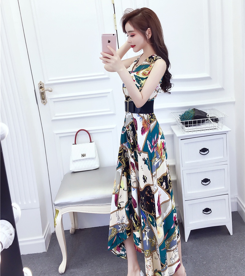 Slim printing long dress temperament fashion dress
