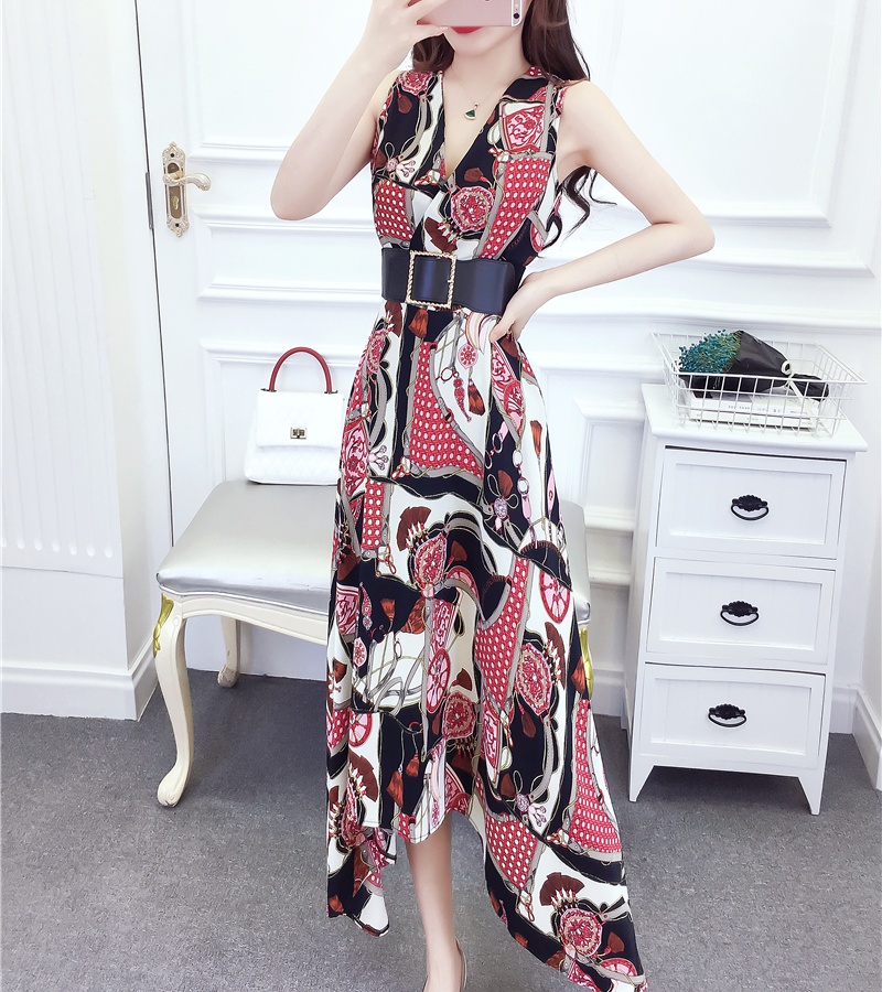 Slim printing long dress temperament fashion dress