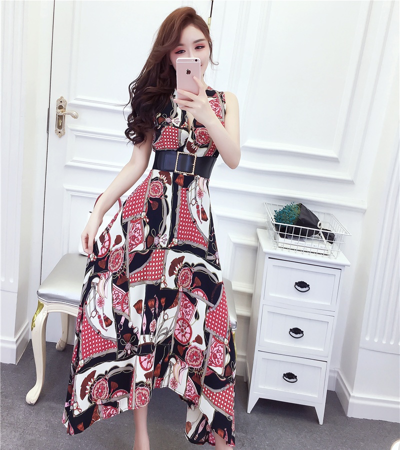 Slim printing long dress temperament fashion dress