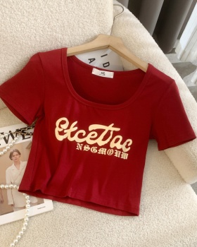 Short sleeve pure cotton tops slim spicegirl T-shirt for women