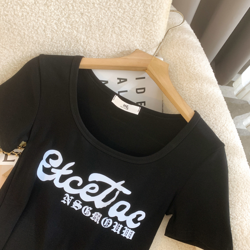 Short sleeve pure cotton tops slim spicegirl T-shirt for women