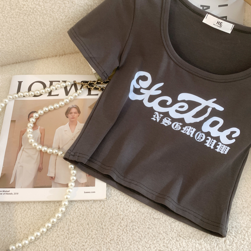 Short sleeve pure cotton tops slim spicegirl T-shirt for women