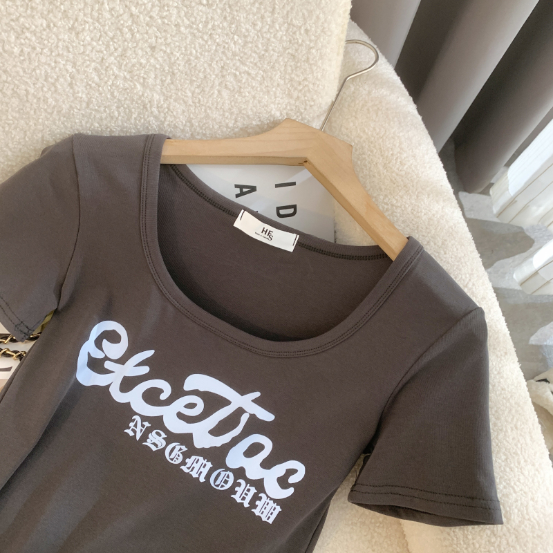 Short sleeve pure cotton tops slim spicegirl T-shirt for women