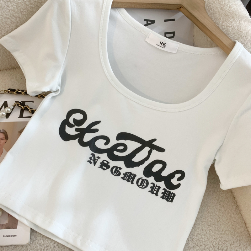 Short sleeve pure cotton tops slim spicegirl T-shirt for women