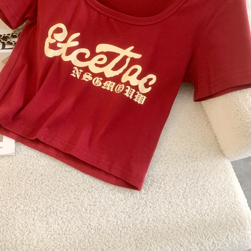 Short sleeve pure cotton tops slim spicegirl T-shirt for women