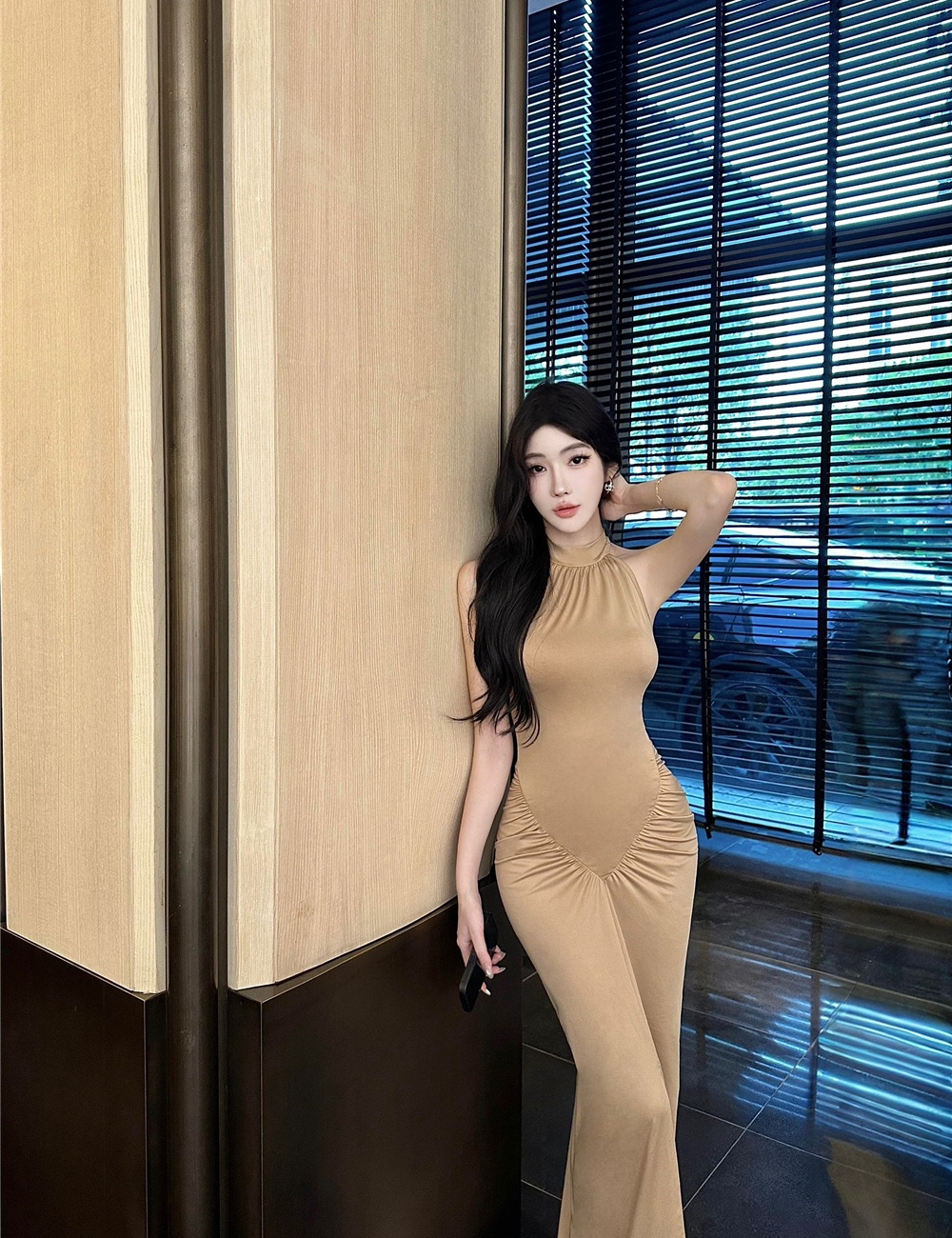 Halter European style long dress slim dress