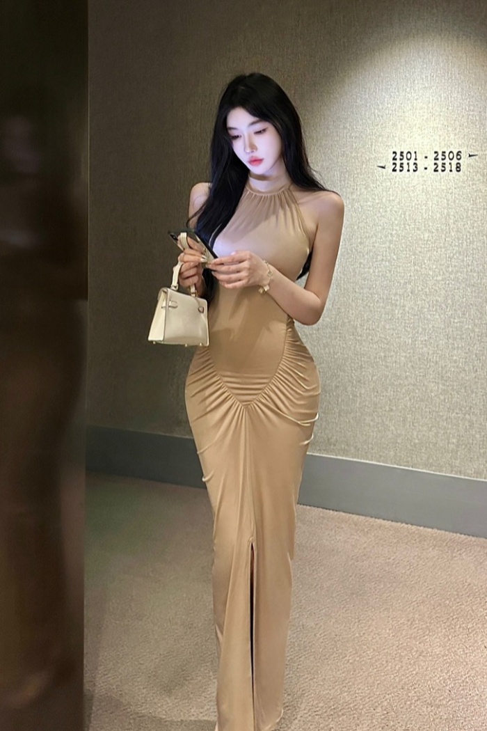 Halter European style long dress slim dress