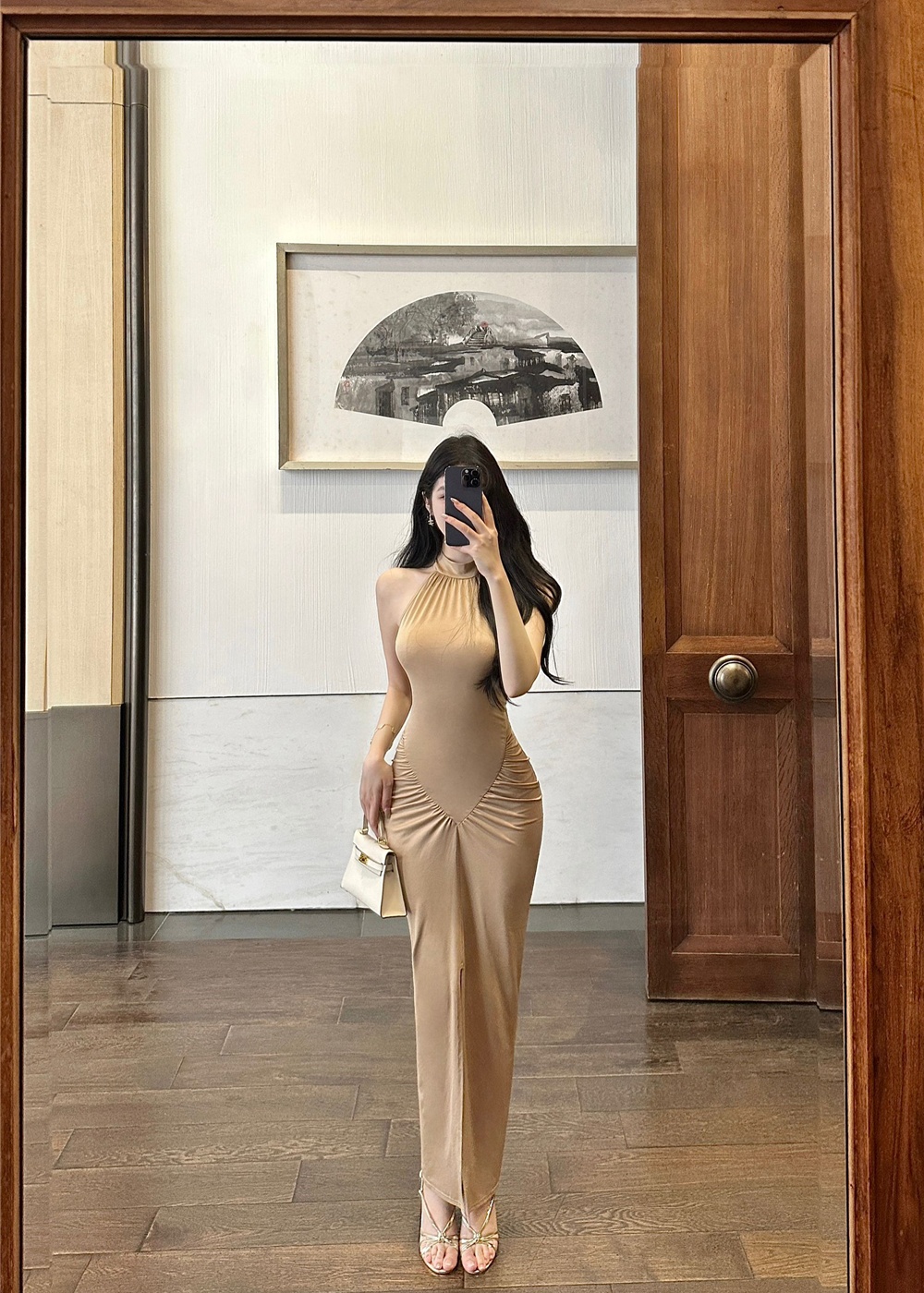 Halter European style long dress slim dress