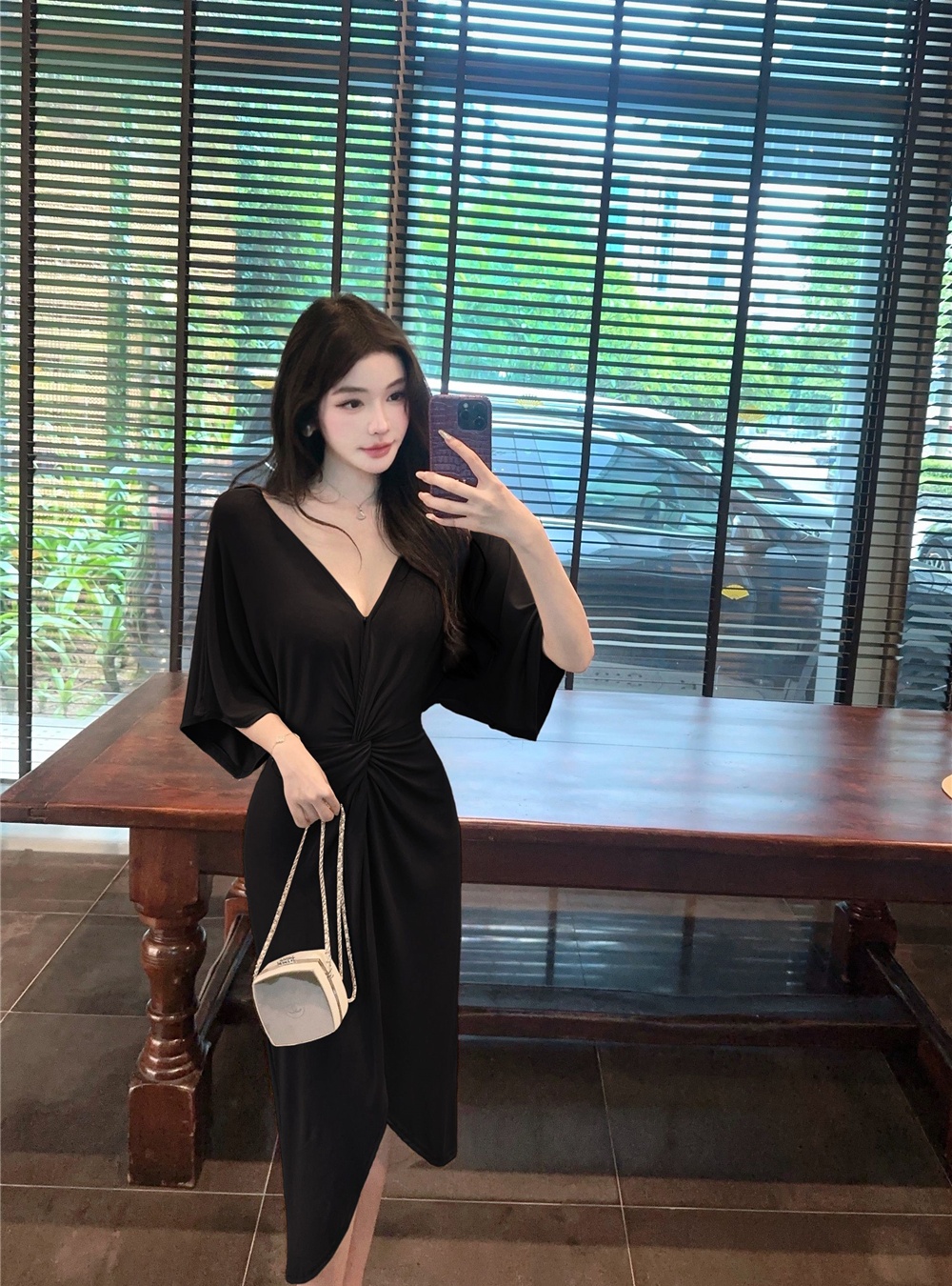 Temperament France style dress split summer long dress
