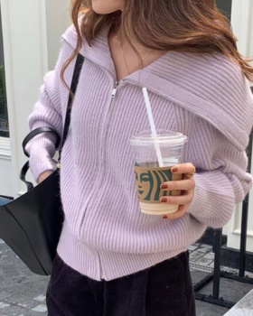 Zip loose coat Korean style sweater for women