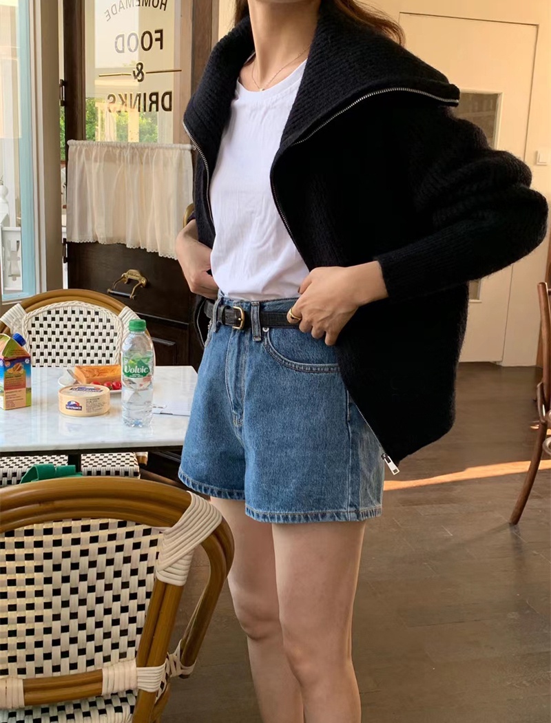Zip loose coat Korean style sweater for women