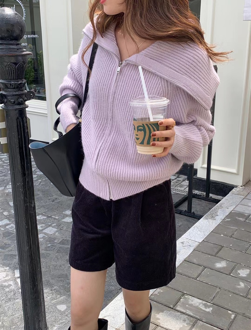 Zip loose coat Korean style sweater for women