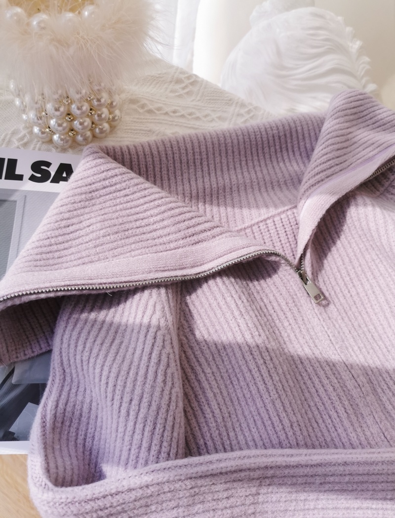 Zip loose coat Korean style sweater for women