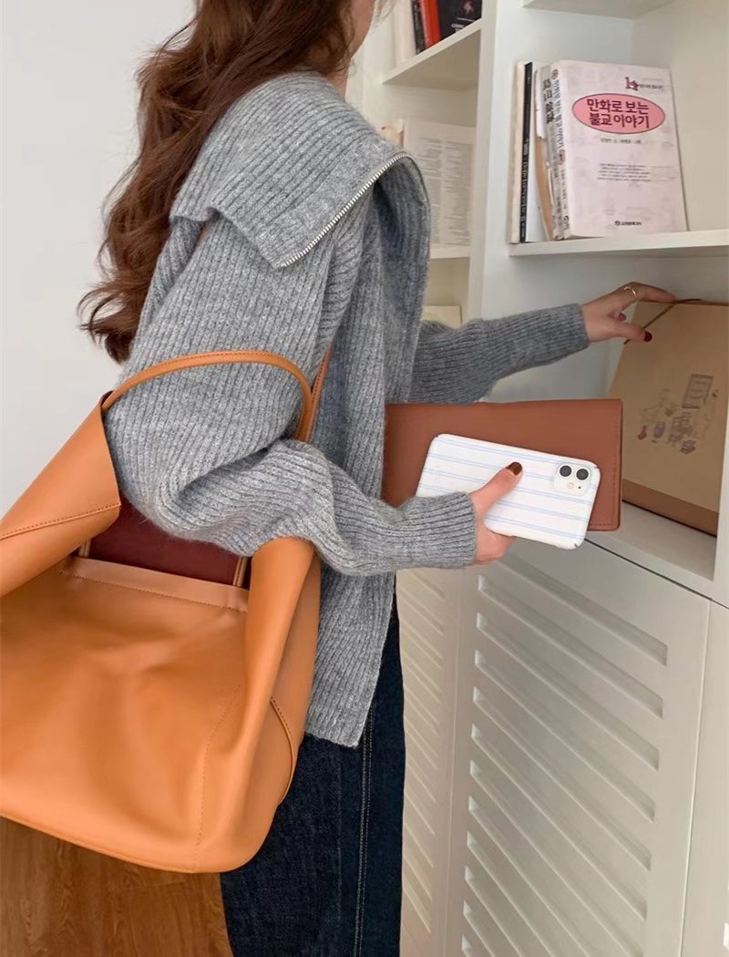 Zip loose coat Korean style sweater for women