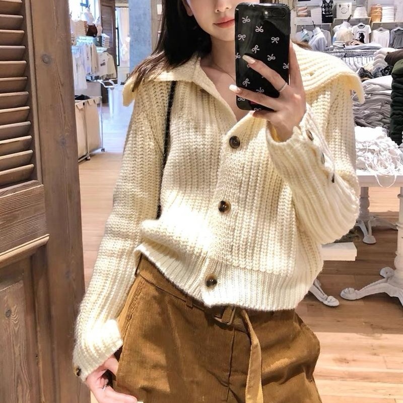 High collar Korean style sweater knitted coat