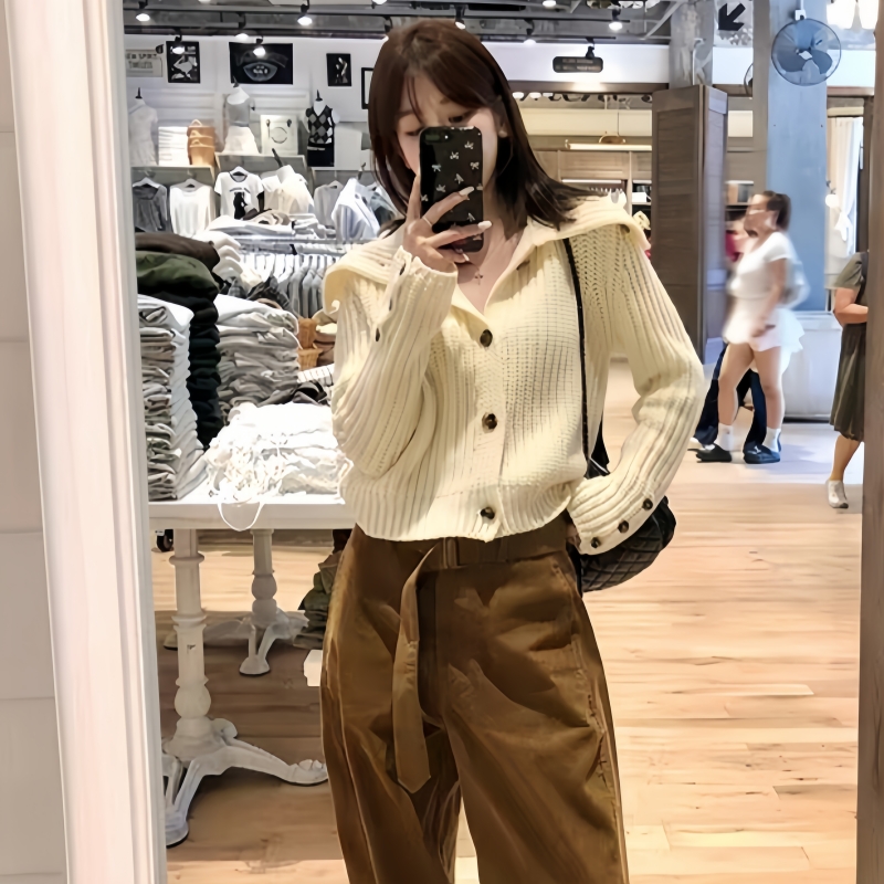 High collar Korean style sweater knitted coat