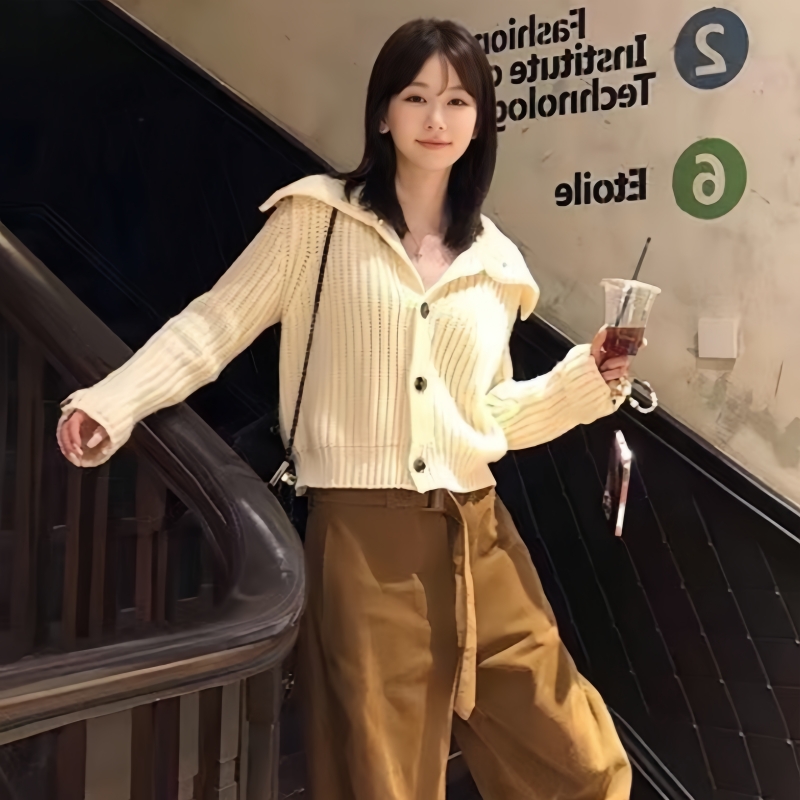 High collar Korean style sweater knitted coat
