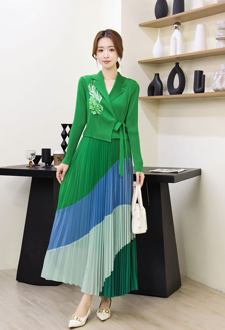 Stereoscopic decoration sequins high waist dress