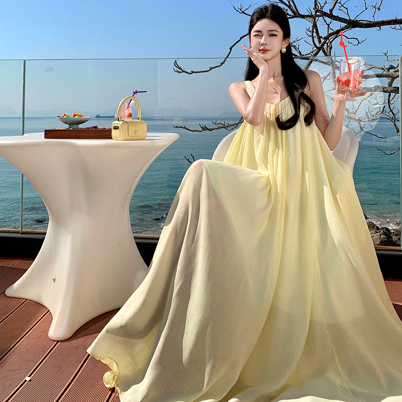 Summer vacation dress sandy beach long dress for women