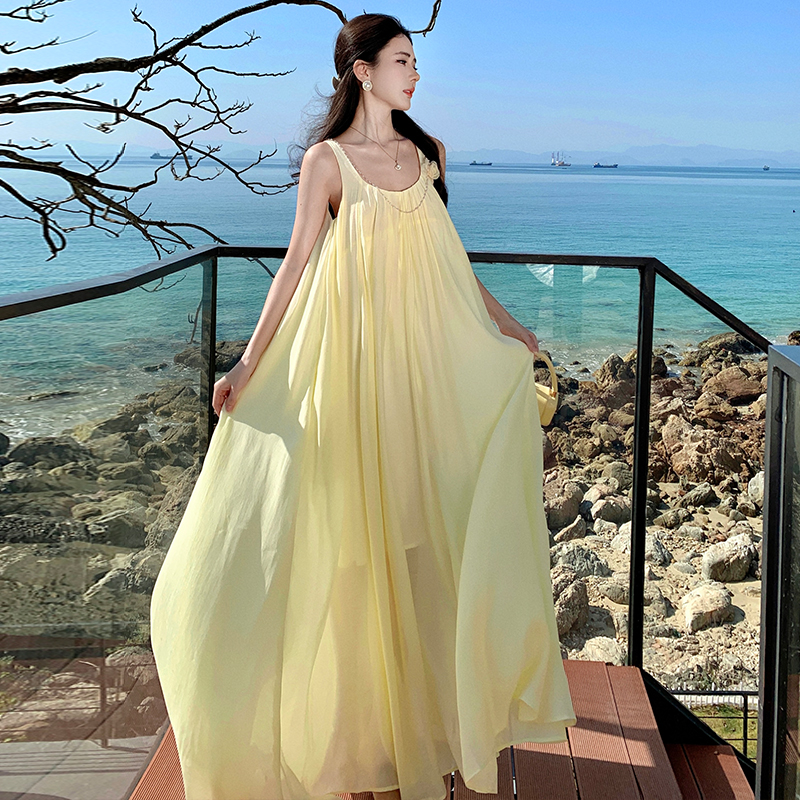 Summer vacation dress sandy beach long dress for women