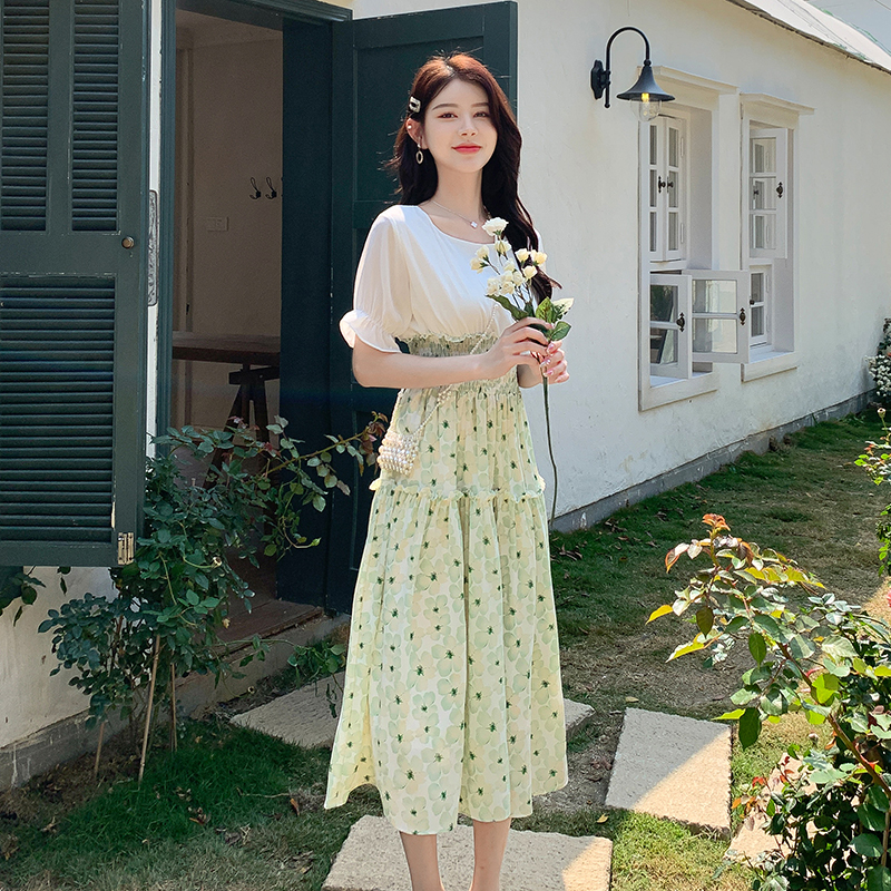 Show young floral long temperament dress for women
