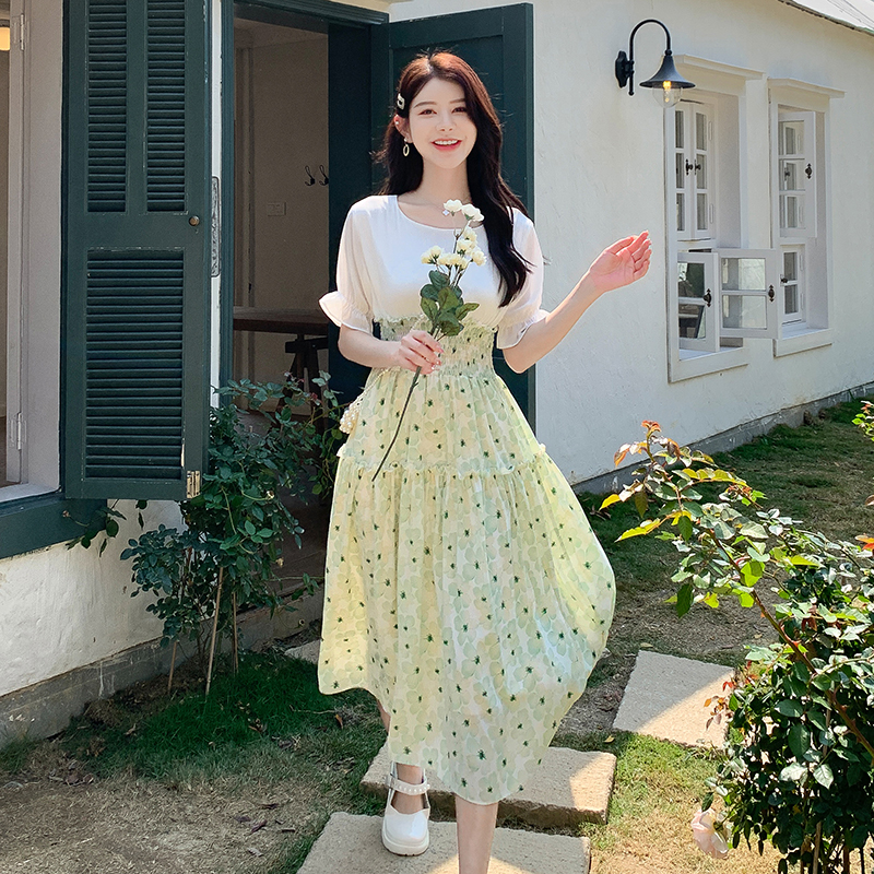 Show young floral long temperament dress for women
