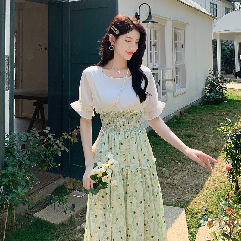 Show young floral long temperament dress for women