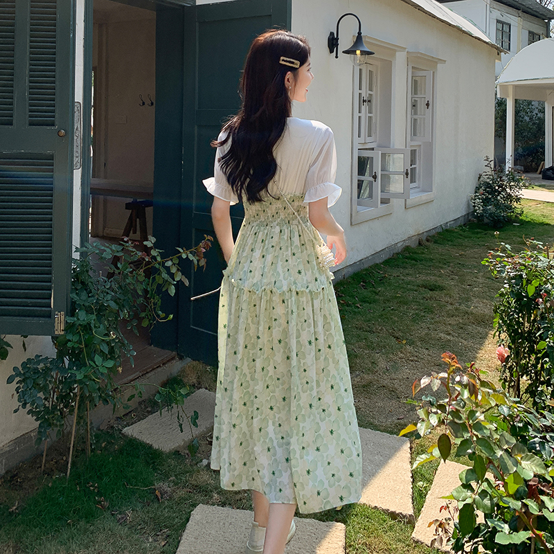 Show young floral long temperament dress for women