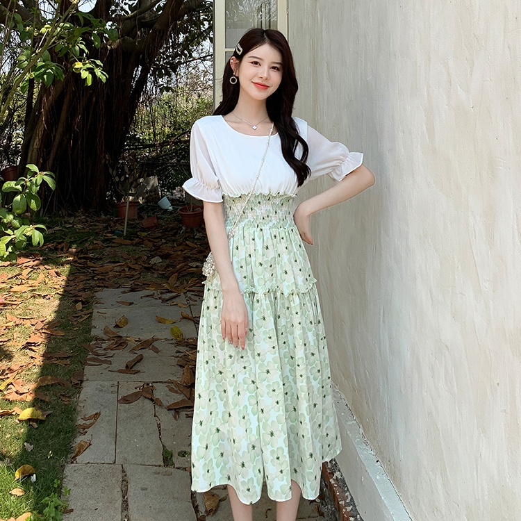 Show young floral long temperament dress for women