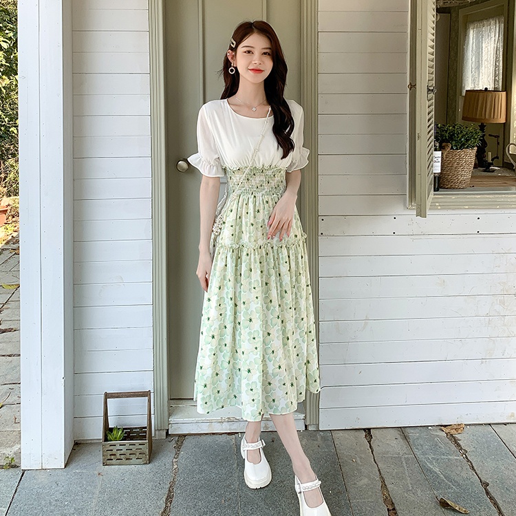 Show young floral long temperament dress for women