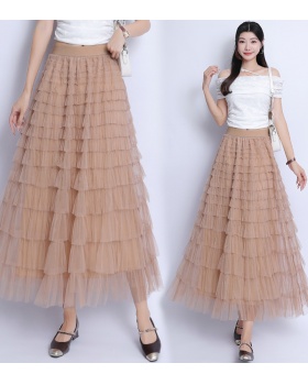 Long slim lady long skirt gauze cake all-match skirt