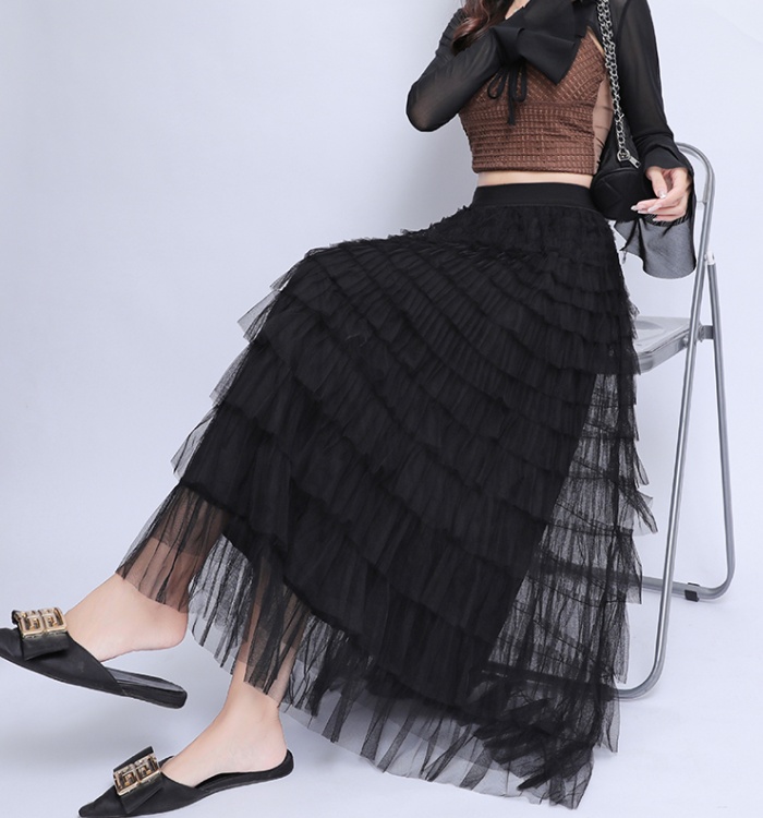 Long slim lady long skirt gauze cake all-match skirt