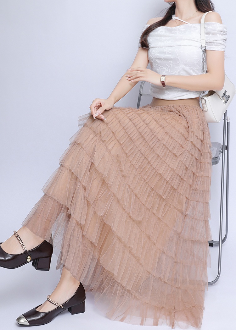 Long slim lady long skirt gauze cake all-match skirt