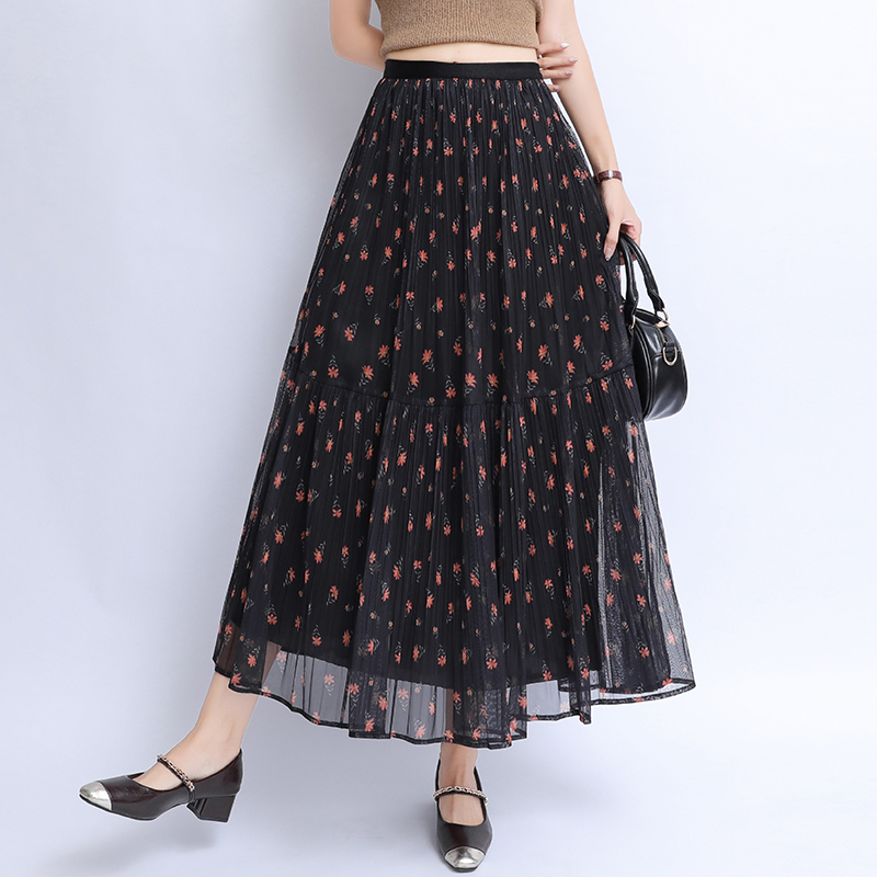 A-line high waist skirt cake slim long skirt for women
