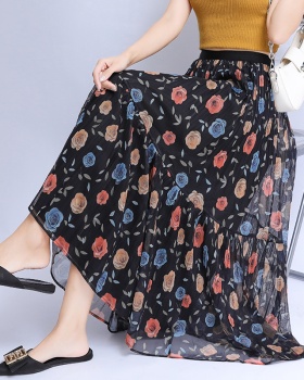 Floral high waist long skirt summer gauze skirt for women