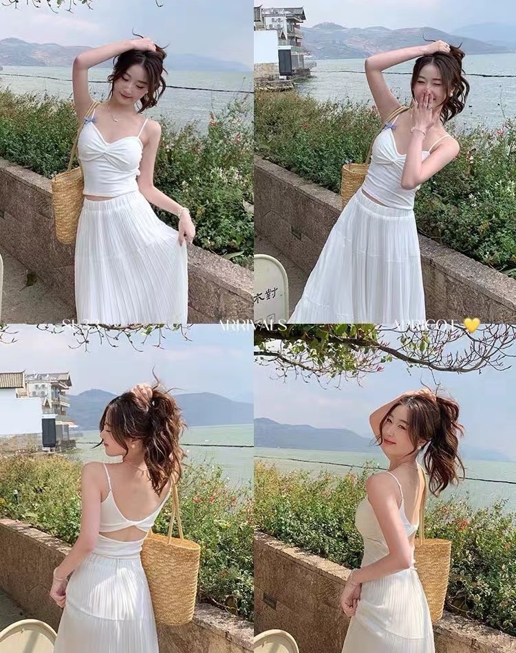 Pinched waist beauty back vest slim sling tops for women