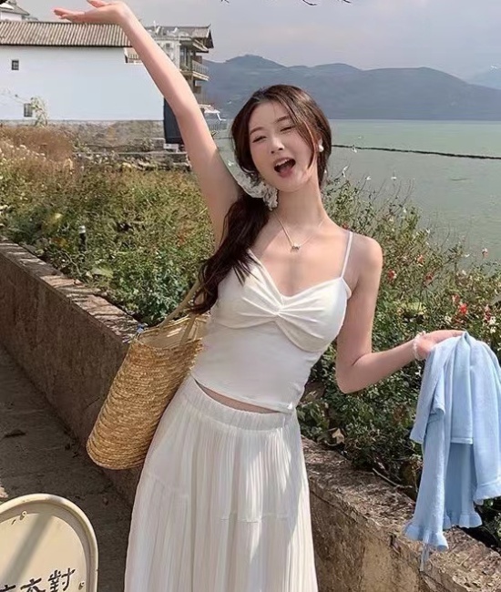 Pinched waist beauty back vest slim sling tops for women