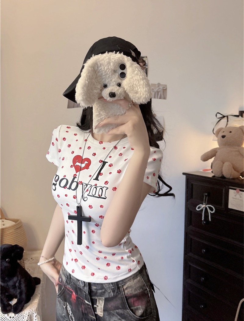 Dog paw summer slim T-shirt short sleeve all-match tops