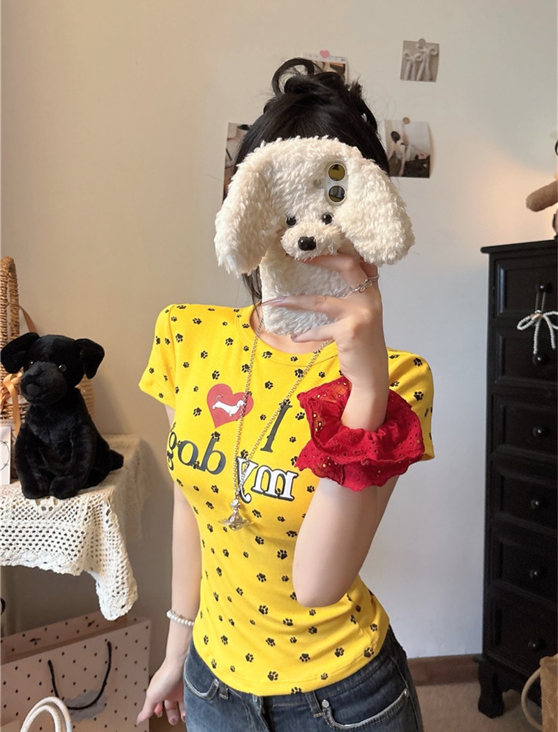 Dog paw summer slim T-shirt short sleeve all-match tops