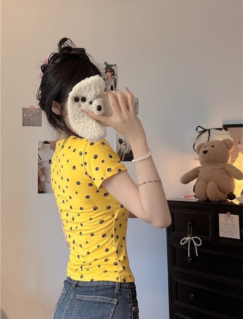 Dog paw summer slim T-shirt short sleeve all-match tops