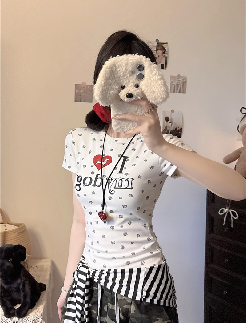 Dog paw summer slim T-shirt short sleeve all-match tops