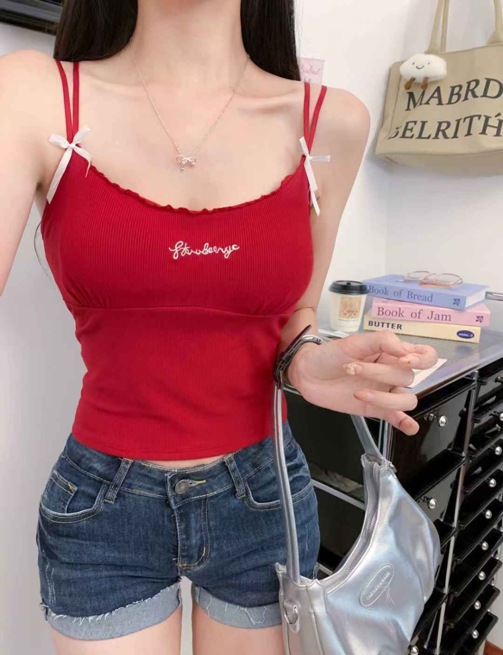 Bow spicegirl vest with chest pad tops for women