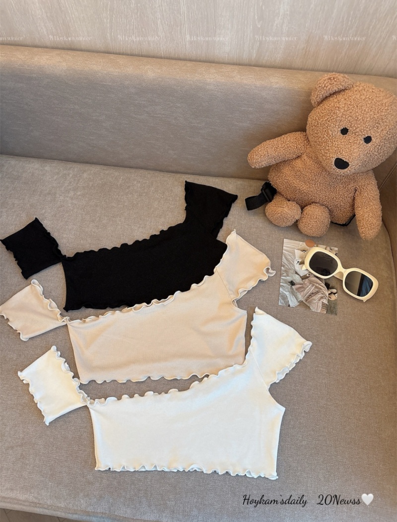 Cross irregular vest short mixed colors tops 2pcs set